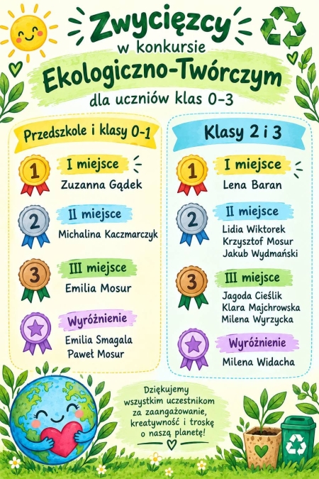 Rozstrzygnięcie szkolnego konkursu Ekologiczno-twórczego